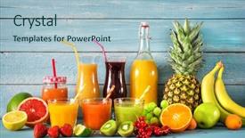  Presentation with juices - Beautiful presentation theme featuring various freshly squeezed fruits juices backdrop and a light blue colored foreground