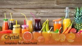  Presentation with juices - Colorful slide set enhanced with various freshly squeezed fruits backdrop and a red colored foreground