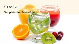  Presentation with mango juice fresh tropical fruit - Beautiful theme featuring various fruit juice and tea backdrop and a blonde colored foreground