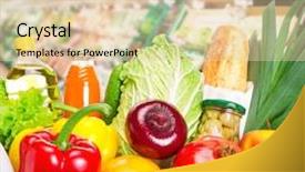  Presentation with modern food - Beautiful PPT theme featuring modern grocery - various fruits and vegetables food backdrop and a lemonade colored foreground