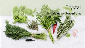  Presentation with herbs - Slides with various-garden-herbs-on-table background and a mint green colored foreground