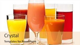  Presentation with cranberry juice - PPT layouts enhanced with various glasses of juices isolated background and a yellow colored foreground