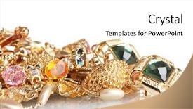  Presentation with jewelry gold - Slides with various gold jewellery isolated background and a white colored foreground