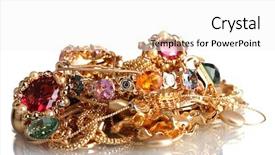  Presentation with white gold - Audience pleasing presentation design consisting of various gold jewellery isolated backdrop and a white colored foreground