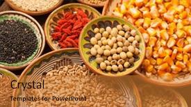  Presentation with wood grain - Presentation featuring millets spices - various grain beans in small background and a gold colored foreground