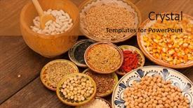  Presentation with wood wood grain - Presentation theme with millets spices - various grain beans in small background and a gold colored foreground