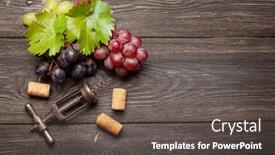  Presentation with corkscrew - PPT theme featuring various-grapes-and-wine-corkscrew background and a dark gray colored foreground