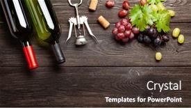  Presentation with corkscrew - Theme enhanced with various-grapes-wine-bottles background and a dark gray colored foreground