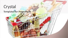  Presentation with meat consumption - Audience pleasing theme consisting of meat consumption - shopping cart full with various backdrop and a white colored foreground