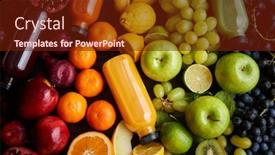  Presentation with healthy juice - PPT layouts featuring various-healthy-fruits-and-vegetables background and a tawny brown colored foreground