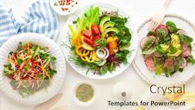  Presentation with taste - Slide deck featuring various-healthy-salads-of-fresh background and a lemonade colored foreground