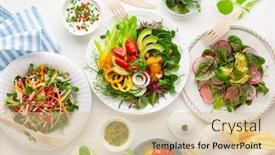  Presentation with taste - Presentation design consisting of various-healthy-salads-of-fresh background and a lemonade colored foreground