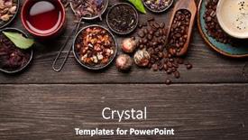  Presentation with tea coffee - Presentation theme featuring various-herbal-tea-and-espresso background and a tawny brown colored foreground