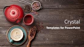  Presentation with tea coffee - Audience pleasing presentation design consisting of various-herbal-tea-and-espresso backdrop and a tawny brown colored foreground