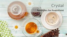  Presentation with tea coffee - Presentation theme featuring various-herbal-tea-and-espresso background and a light gray colored foreground