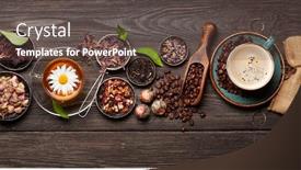  Presentation with tea coffee - PPT theme having various-herbal-tea-and-espresso background and a dark gray colored foreground