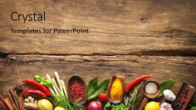  Presentation with herbs and spices - Presentation theme with various herbs and spices background and a coral colored foreground