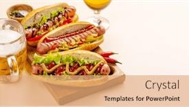  Presentation with cutting board - PPT layouts enhanced with various-hot-dog-and-beer background and a coral colored foreground