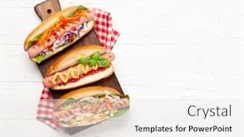  Presentation with lettuce - Presentation design featuring various-hot-dog-with-vegetables background and a white colored foreground