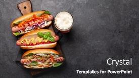  Presentation with lettuce - Slide set enhanced with various-hot-dog-with-vegetables background and a dark gray colored foreground