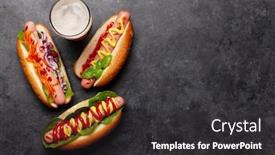  Presentation with lettuce - Presentation theme having various-hot-dog-with-vegetables background and a dark gray colored foreground