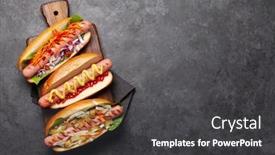  Presentation with lettuce - Colorful PPT theme enhanced with various-hot-dog-with-vegetables backdrop and a dark gray colored foreground