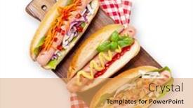  Presentation with cutting board - Colorful PPT theme enhanced with various-hot-dog-with-vegetables backdrop and a yellow colored foreground