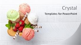  Presentation with ice cream cones - Presentation design with various-ice-cream-in-waffle background and a sky blue colored foreground