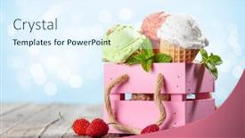  Presentation with ice cream cones - Presentation theme enhanced with various-ice-cream-in-waffle background and a sky blue colored foreground