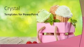  Presentation with ice cream cones - Presentation theme featuring various-ice-cream-in-waffle background and a yellow colored foreground