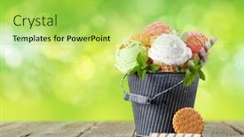  Presentation with strawberry ice cream - Slides with various-ice-cream-in-waffle background and a yellow colored foreground