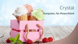  Presentation with ice cream cones - Presentation theme consisting of various-ice-cream-in-waffle background and a sky blue colored foreground