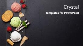  Presentation with ice cream strawberry - Theme having various-ice-cream-strawberry-pistachio background and a dark gray colored foreground