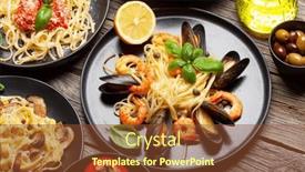  Presentation with pasta sauce - Slides with various-italian-pasta-seafood-mushroom background and a  colored foreground