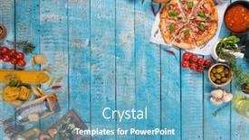  Presentation with italian food - Colorful slides enhanced with various-kind-of-italian-food backdrop and a teal colored foreground