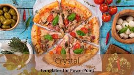  Presentation with italian food - Audience pleasing slide deck consisting of various-kind-of-italian-food backdrop and a coral colored foreground