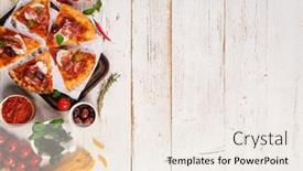  Presentation with vintage food - Beautiful PPT layouts featuring various-kind-of-italian-food backdrop and a sky blue colored foreground