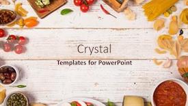  Presentation with vintage food - Slide set having various-kind-of-italian-food background and a lemonade colored foreground