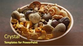  Presentation with mushrooms - Theme having various-kinds-of-assorted-raw background and a tawny brown colored foreground