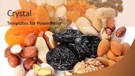  Presentation with groups - Slide deck enhanced with various kinds of dried fruits background and a yellow colored foreground