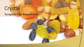  Presentation with groups - Colorful slides enhanced with various kinds of dried fruits backdrop and a gold colored foreground