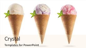  Presentation with ice cream cones - PPT theme consisting of various kinds of ice cream background and a lemonade colored foreground