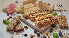  Presentation with dry fruits - Colorful PPT layouts enhanced with various-kinds-of-protein-granola backdrop and a coral colored foreground