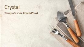  Presentation with utensils - Beautiful slide set featuring various kitchen utensils on light backdrop and a cream colored foreground