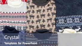  Presentation with ugly christmas sweater - PPT theme enhanced with various-knitted-christmas-pullovers background and a ocean colored foreground