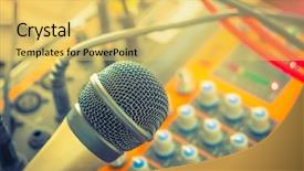  Presentation with vintage music - Presentation theme with various knobs filtered image process background and a yellow colored foreground