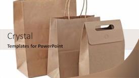 Presentation with paper - PPT theme consisting of various-kraft-paper-bags-isolated background and a coral colored foreground