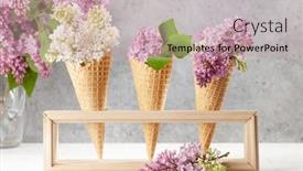  Presentation with ice cream cones - PPT layouts consisting of various-lilac-flowers-in-ice background and a soft green colored foreground