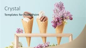  Presentation with ice cream cones - Theme with various-macaroon-cookies-in-ice background and a sky blue colored foreground