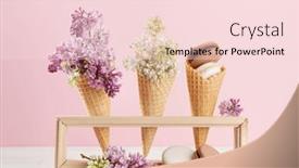  Presentation with ice cream cones - PPT theme with various-macaroon-cookies-in-ice background and a lemonade colored foreground